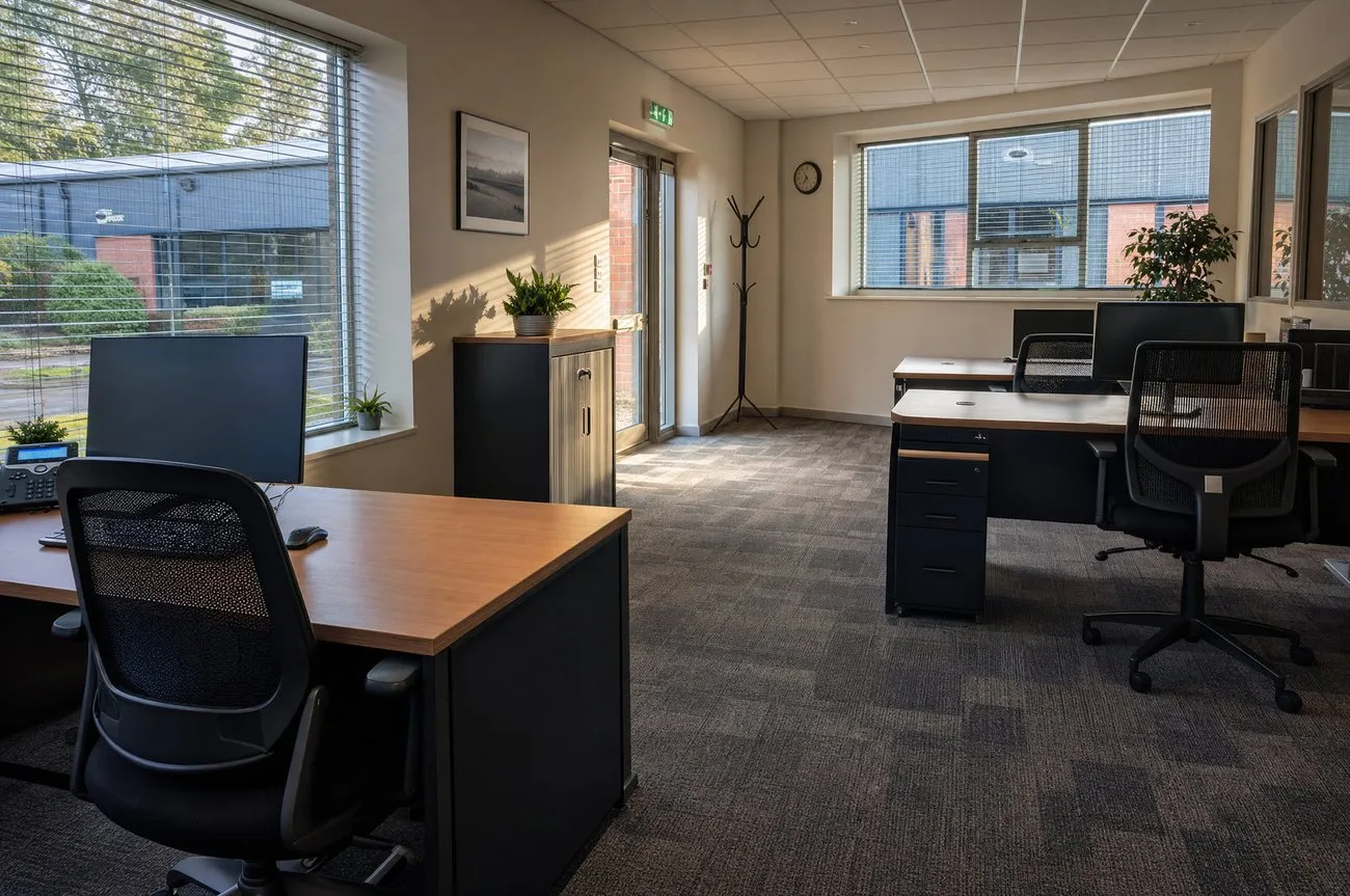 A freshly cleaned small office ready for the working day