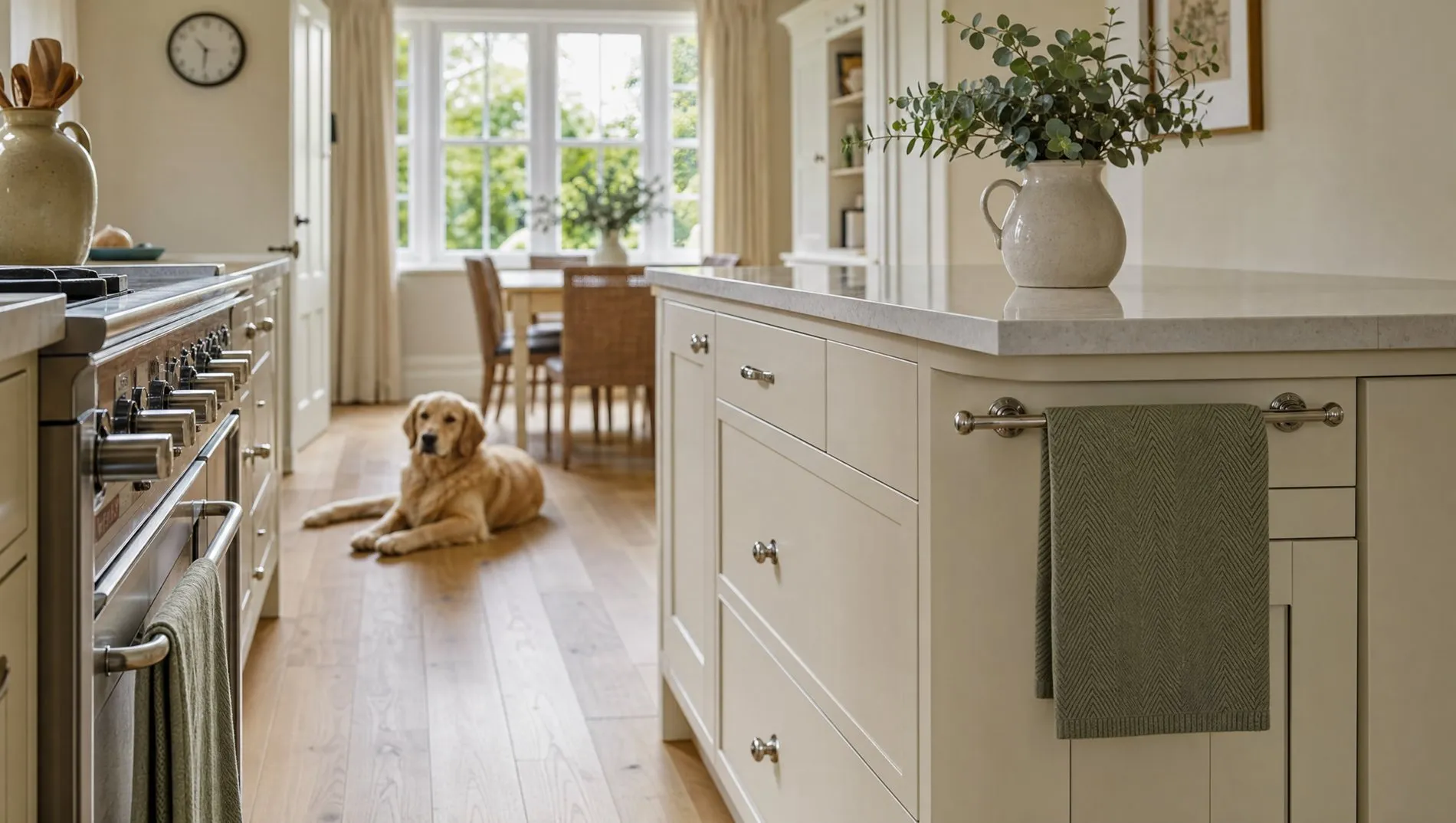 A bright, spotlessly clean kitchen in a South Northamptonshire family home