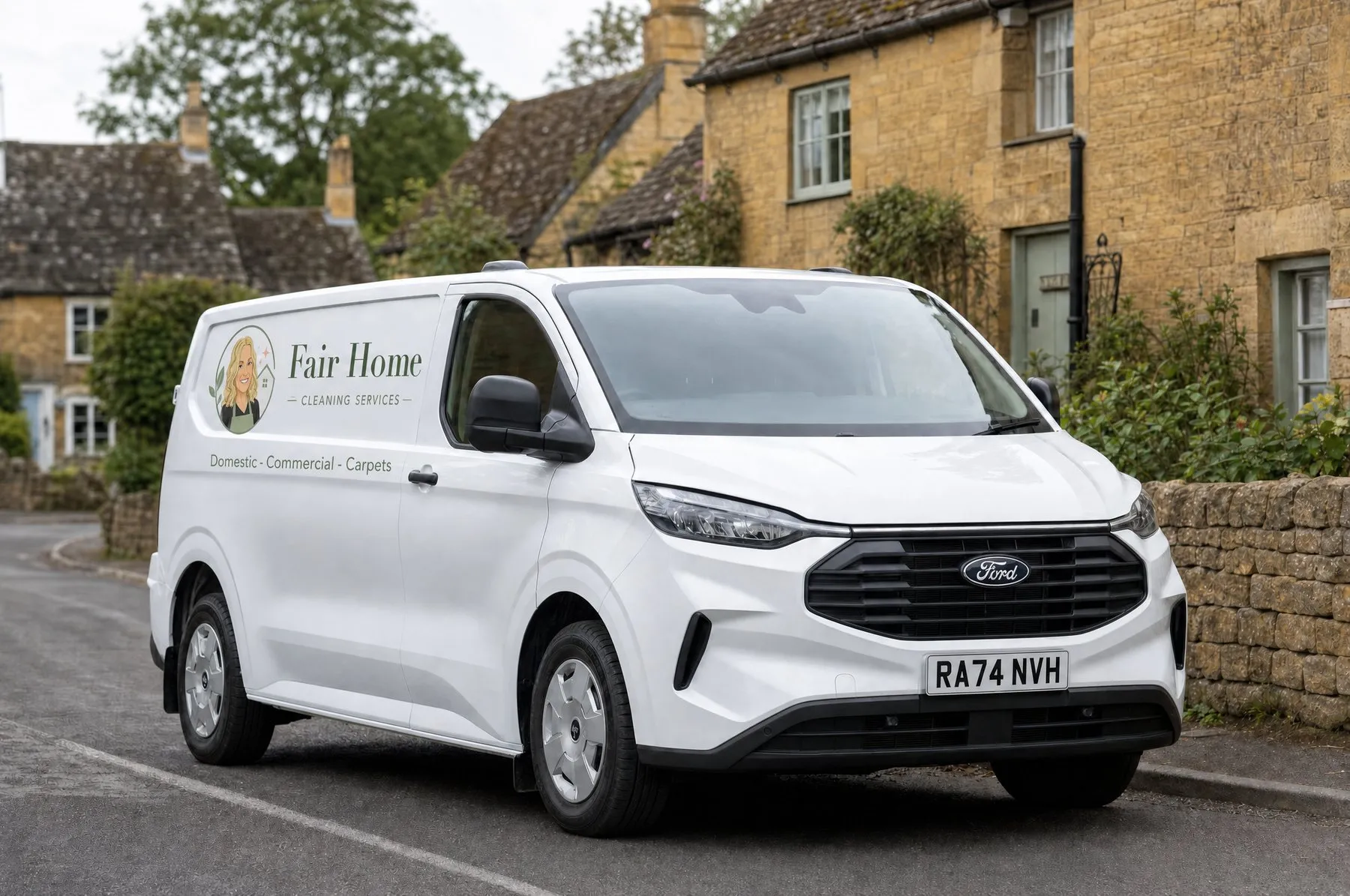 The Fair Home Cleaning Services van parked on a village street in South Northamptonshire